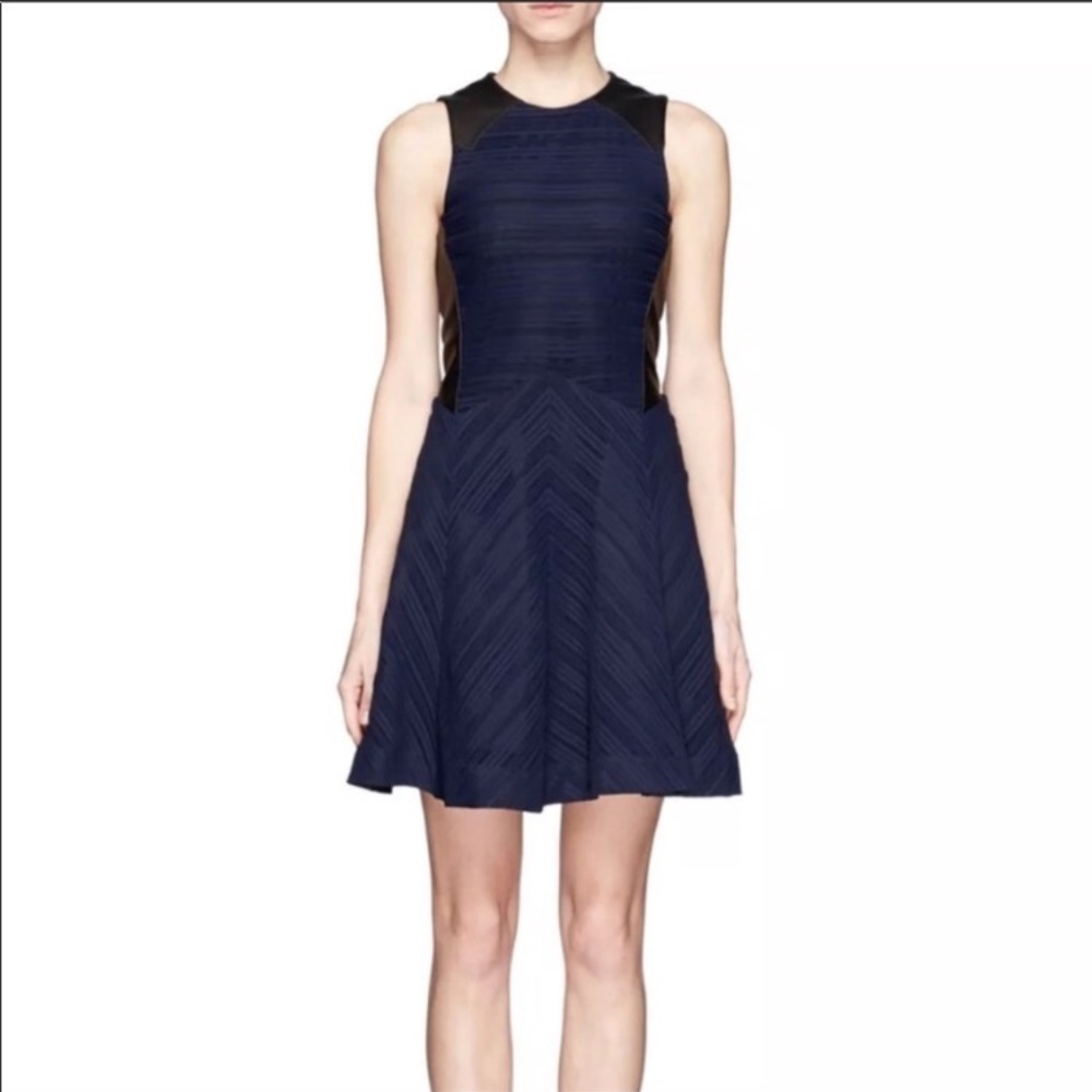 Rag & Bone Basha Leather Trim Dress Indigo
